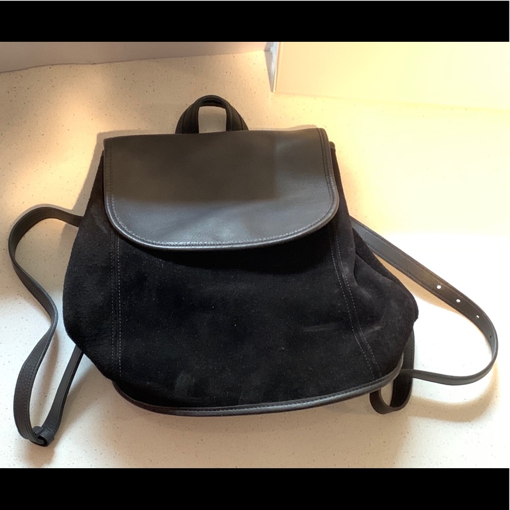 Vintage Coach Black Suede & Leather Backpack